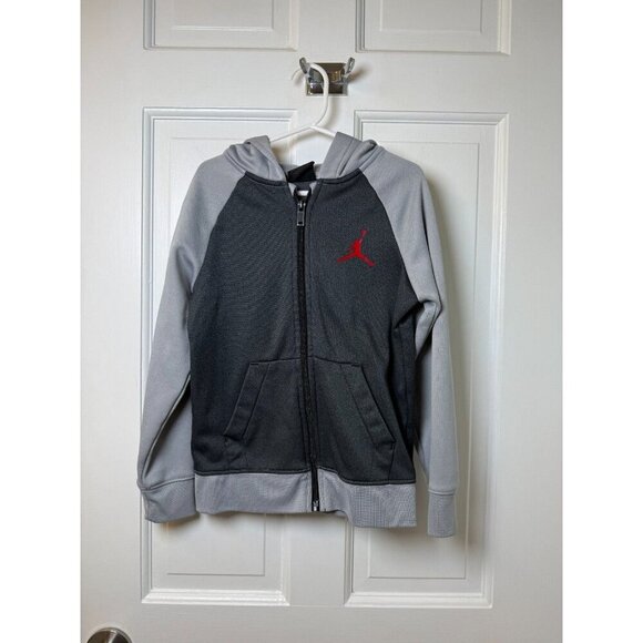 Jordan Yourth Two Toned Gray Full Zip Hoodie with Red Logo Size 6 M - Picture 1 of 6